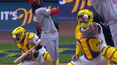 MLB(影)/時間停止器!紅人球星擦棒球「塞進」捕手面罩 隔天棒打道奇後援猛開轟