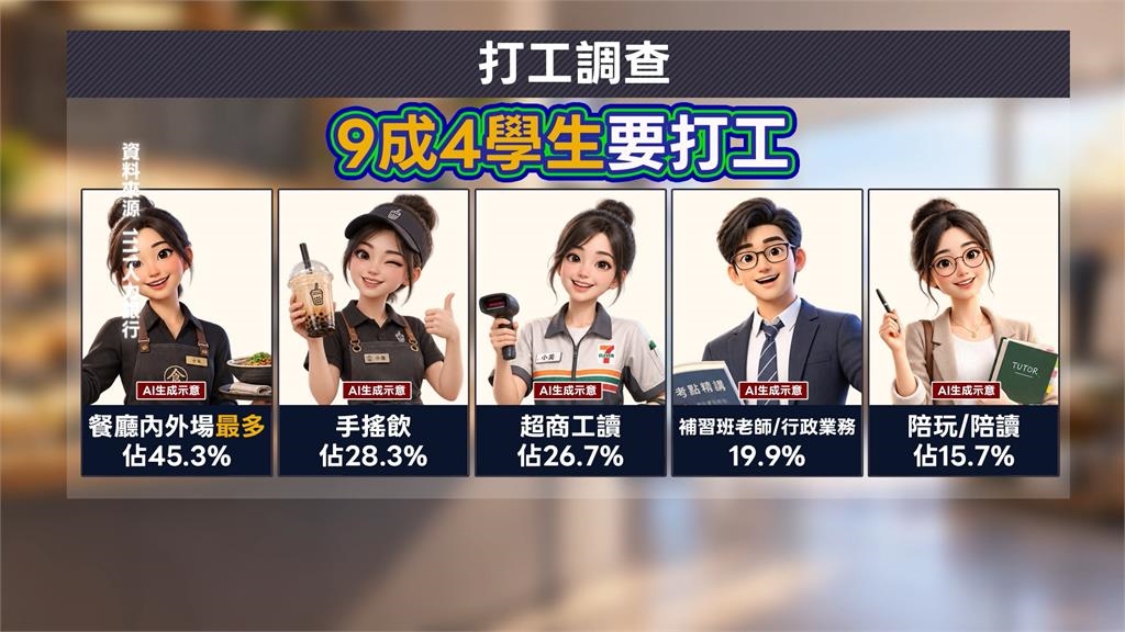 開學了!94%學生投入打工 「餐飲業」最受歡迎佔比逾4成