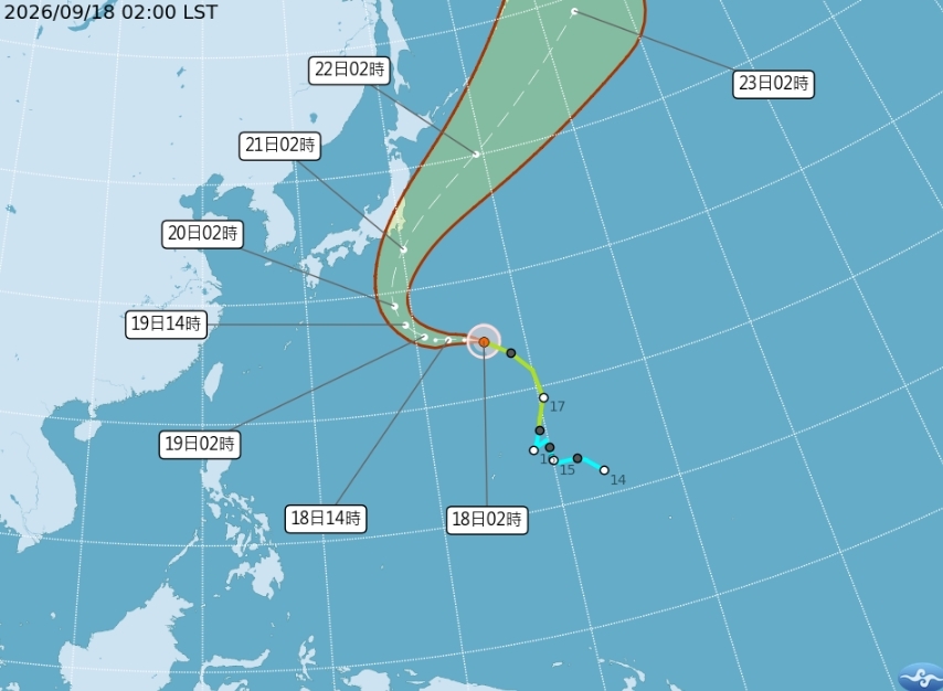 杜鵑颱風增強中「逼近日本」!專家預測路徑「東北大迴轉」週末恐有雨
