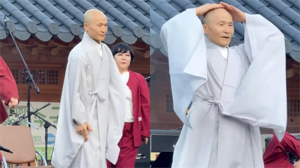 62歲韓法師大跳「震胸舞」!僧袍熱舞吸37萬讚 網驚:以為是AI