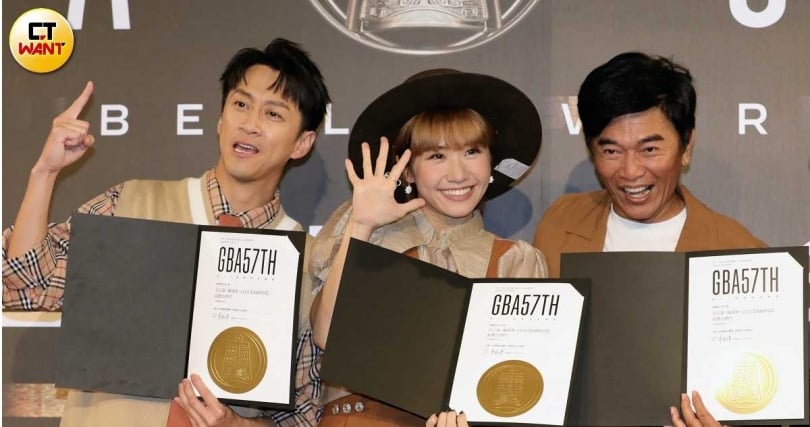 吳宗憲、Lulu、陳漢典一起主持的《綜藝大熱門》,再度入圍本屆金鐘「綜藝節目主持人獎」。(圖/方萬民攝)