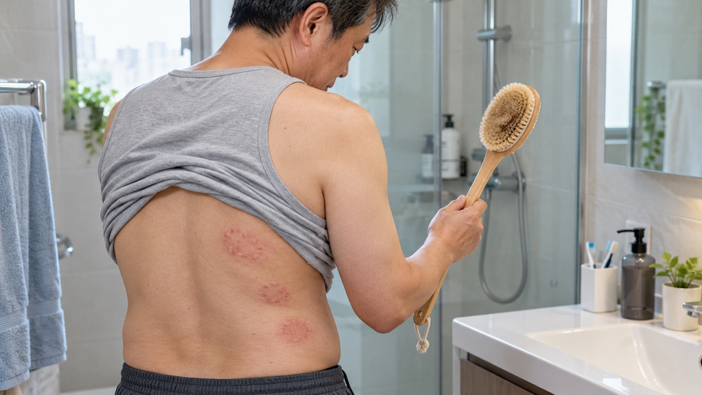 圖說:體癬除了治療皮膚病灶,也應留意可能反覆接觸患部的刷子、毛巾及其他個人物品。圖片為情境示意。