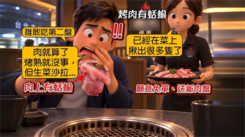 北車烤肉店驚見蛞蝓爬肉盤! 醫:誤食嚴重恐釀腦膜
