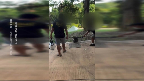 最壞身教!壽山動物遊客小孩面前 拿雨傘打獼猴