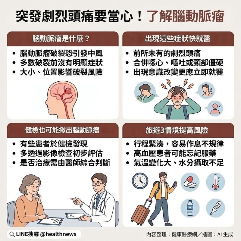 49歲港婦遊九份突頭痛倒地!腦動脈瘤破裂險致命 醫列旅遊3點增風險