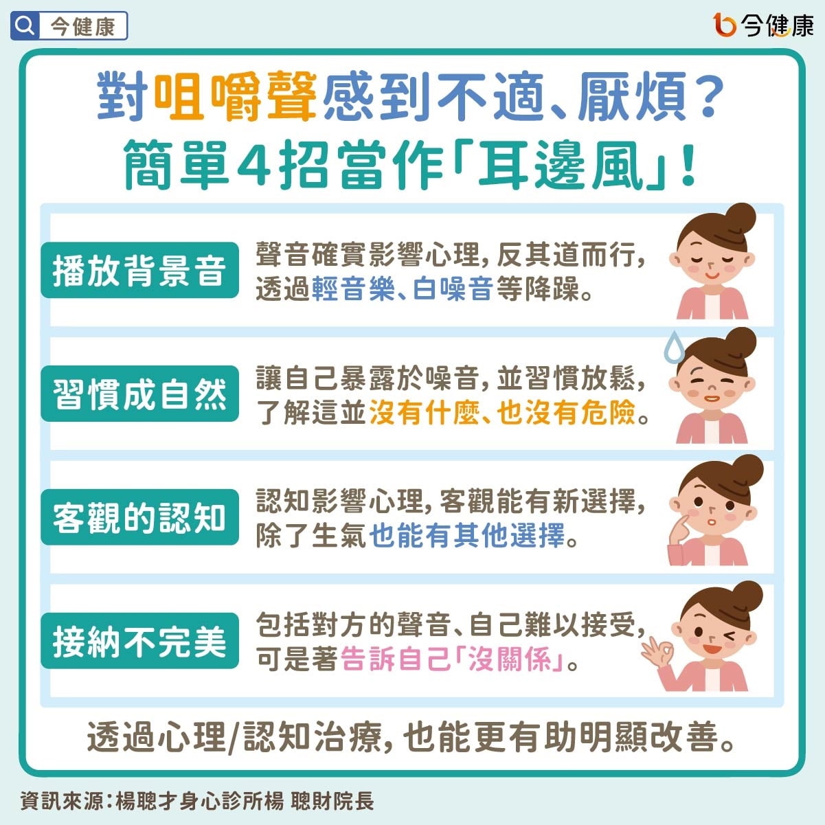 對咀嚼聲感到不適、厭煩?簡單4招當作「耳邊風」!