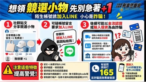假送競選小物!留言+1遭引導加LINE 最新詐騙手法曝