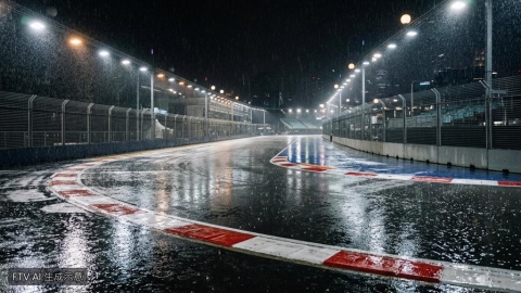 F1新加坡大獎賽遇暴雨 衝刺賽因賽道積水延後起跑