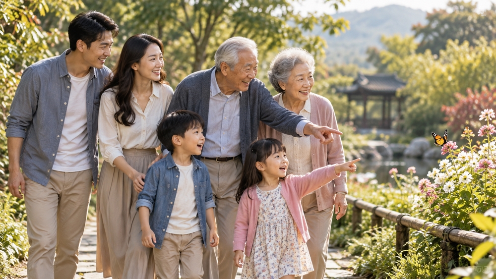 圖說：一起看著眼前有趣的事物驚呼、沿著小路邊走邊聊，讓一家人自然放下手機