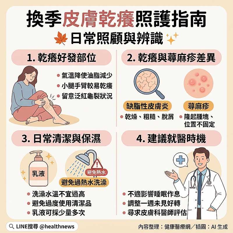 換季皮膚乾癢怎麼辦?醫揭常見原因 保濕、洗澡習慣是關鍵