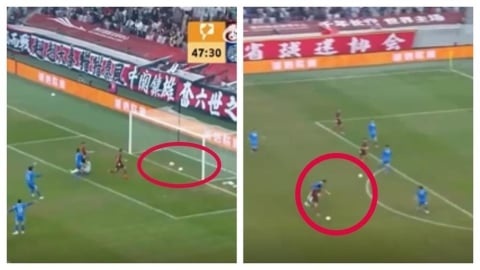 足球(影)/超扯!中國聯賽「驚見2顆球」球員慌亂踢場面失控網友笑:只有中國看得到