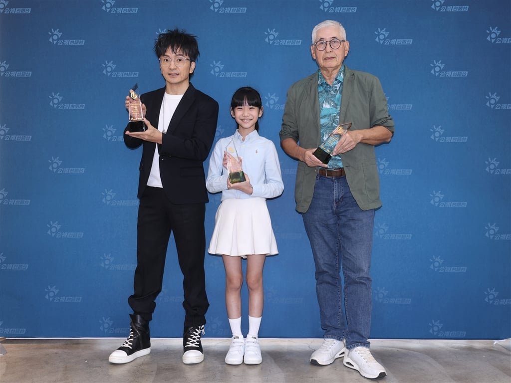 《我的陽過阿公》演員唐從聖(左起)、李宜儒、柯一正出席金鐘媒體茶敘(圖/公視台語台提供)