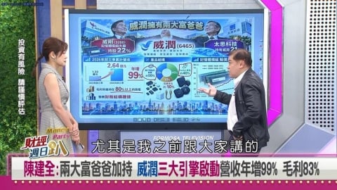 財經週日趴(影)/陳建全:兩大富爸爸加持 威潤三大引擎啟動營收年增99%