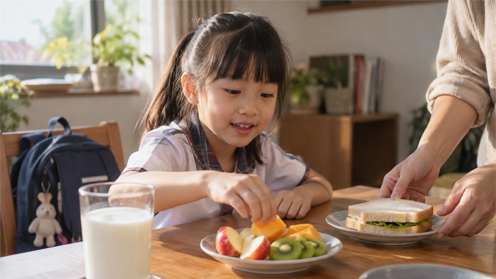 圖說：孩子放學後若距離晚餐還有一段時間，可依飢餓程度安排點心。