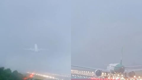 直擊桃園機場鏡頭君!飛機「狂風暴雨」中起飛畫面曝光 考驗機師神操作
