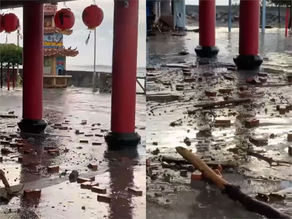 台東真的咕嚕咕嚕!杉原安天宮慘變水上樂園…宮廟遭「巨浪狂灌」驚悚畫面曝