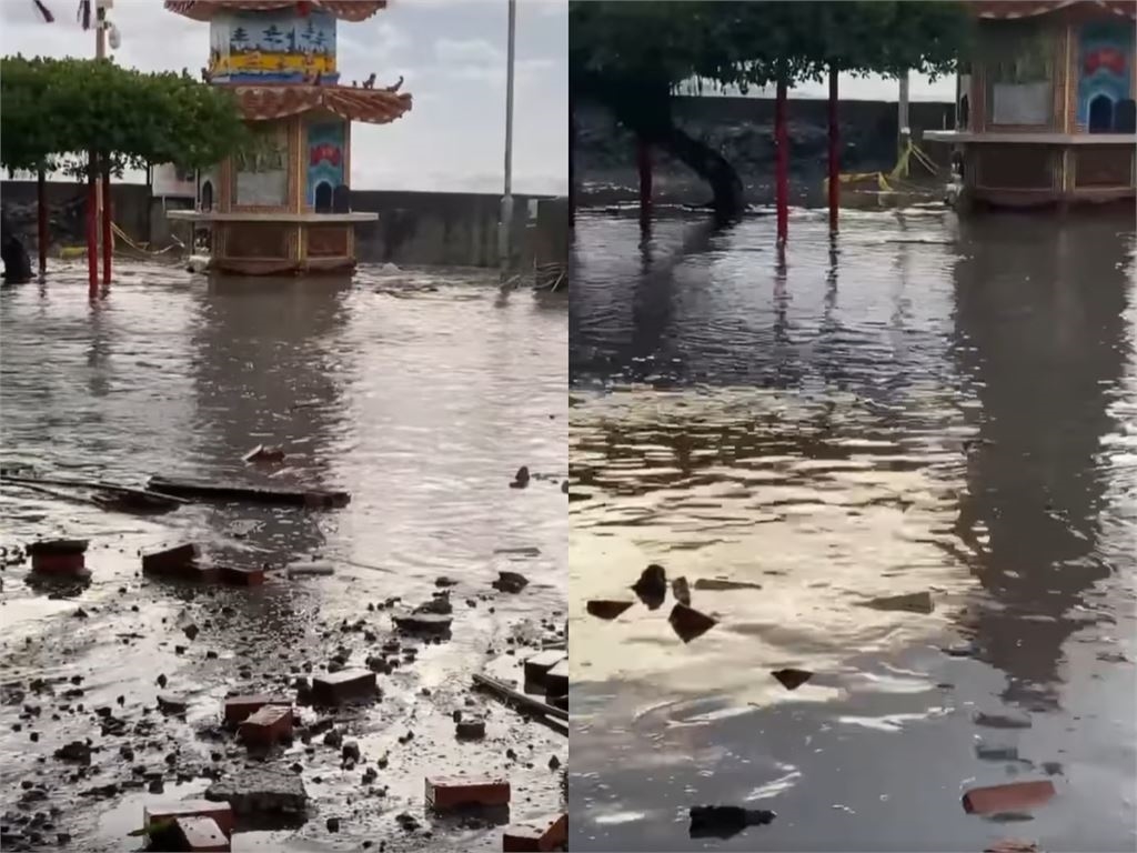 台東真的咕嚕咕嚕!杉原安天宮慘變水上樂園…宮廟遭「巨浪狂灌」驚悚畫面曝