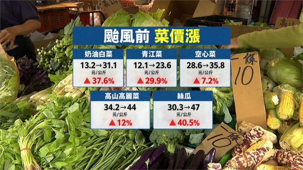 颱風逼近掀囤糧潮! 賣場結帳排隊50米 青菜貨架全掃空