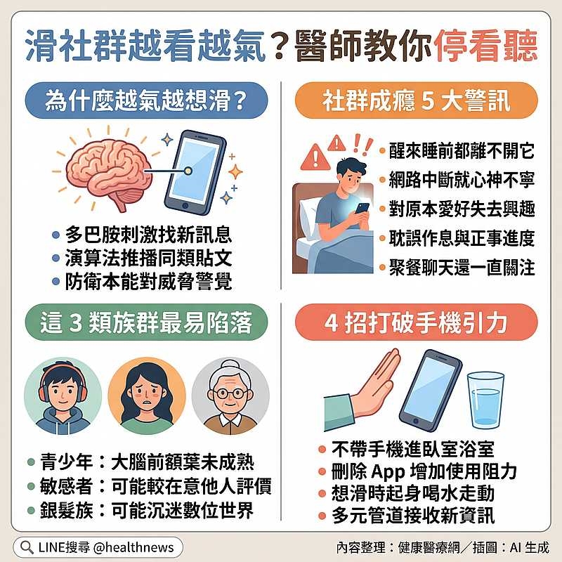滑Threads越看越生氣卻停不下來?精神科醫揭原因、5大警訊