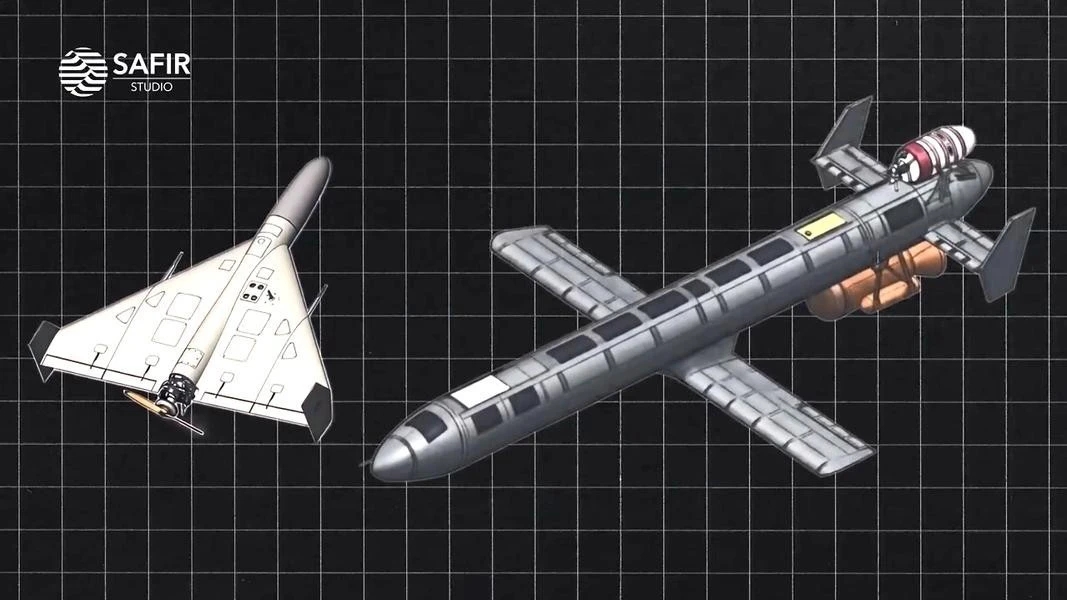 相較於「見證者」無人機典型的三角翼布局，「天竺葵-5」擁有極具辨識度的圓柱狀細長機體。（取自SAFIR STUDIO）
