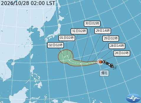 煙花颱風距離台灣仍遙遠。（圖／中央氣象署）