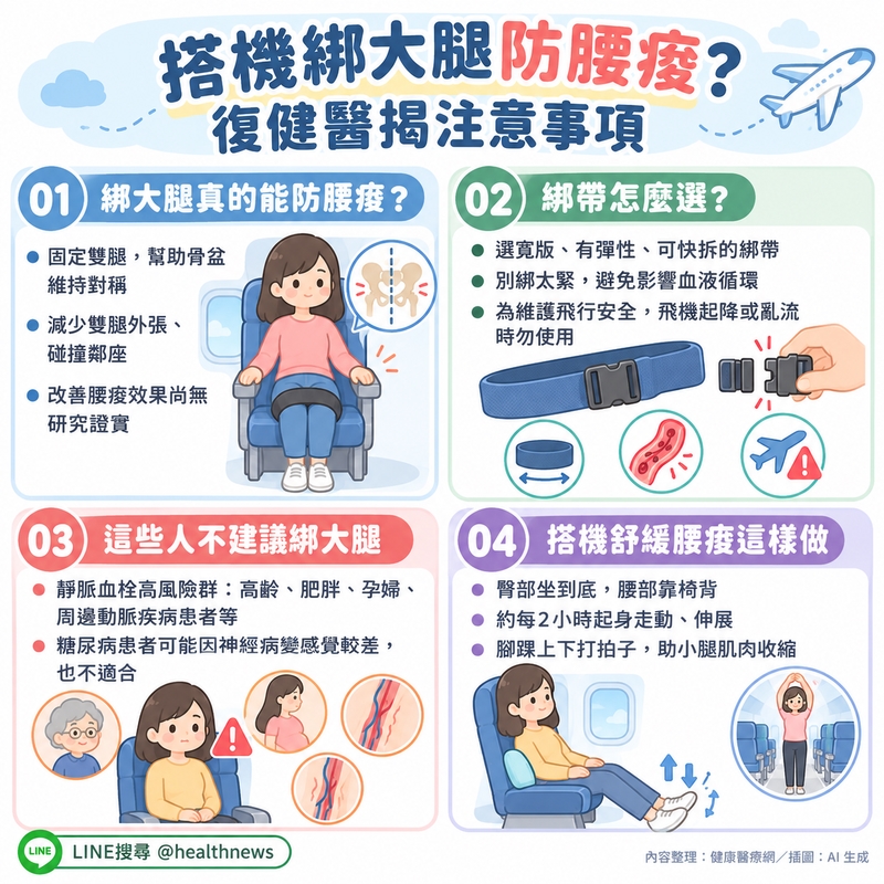 網瘋傳「搭機綁大腿」防腰痠!要注意什麼?哪些人不適合?復健醫解答